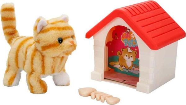 Toyfest Sesli Ve Hareketli Kulübeli Sevimli Peluş Kedi - Image 1