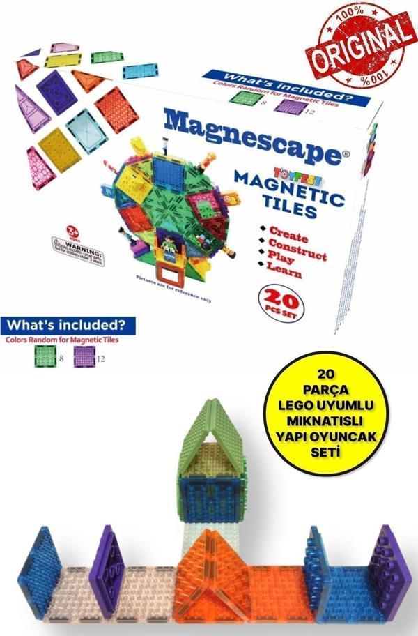 Toyfest Magnescape Magnetic Tiles Mıknatıslı 3D Yapı Oyuncağı - 20 Parça - Image 1