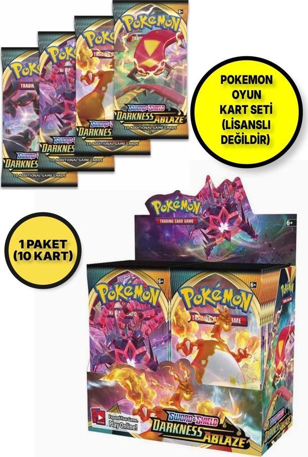 Toyfest Lisanssız Pokemon Oyun Kartı Tcg Sword&Shield Darkness Ablaze Booster Pack - 1 Paket (10 Kart) - Image 1