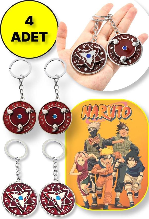 Toyfest Naruto Figür Metal Anahtarlık - 2 Adet Yıldız Şekil + 2 Adet Dönence Şekil 4 Lü Paket - Image 1