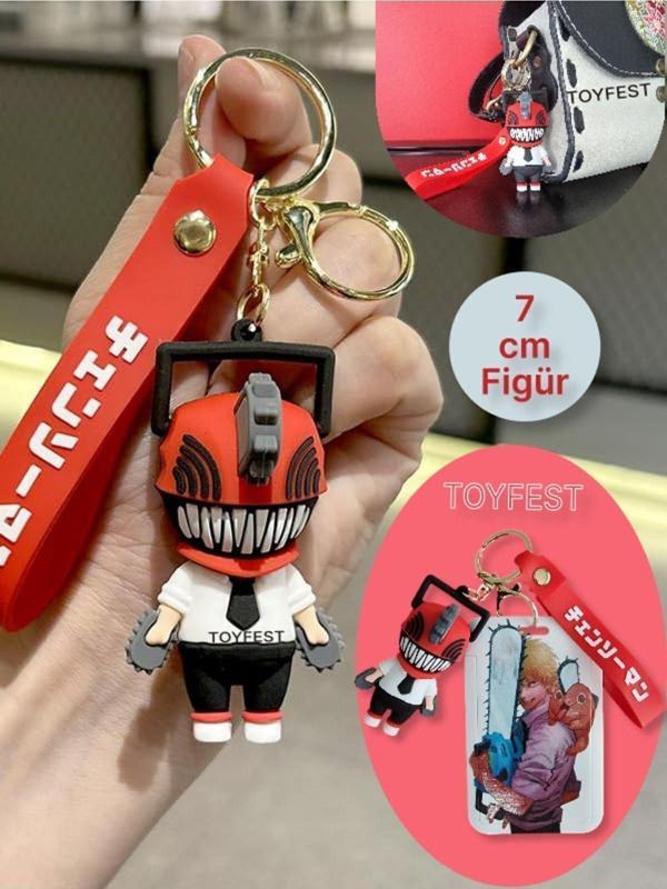 Toyfest Chainsaw Man Japon Anime Denji Figür Anahtarlık Çanta Aksesuarı Ve Kartlık 2 Si Bir Arada - Image 1
