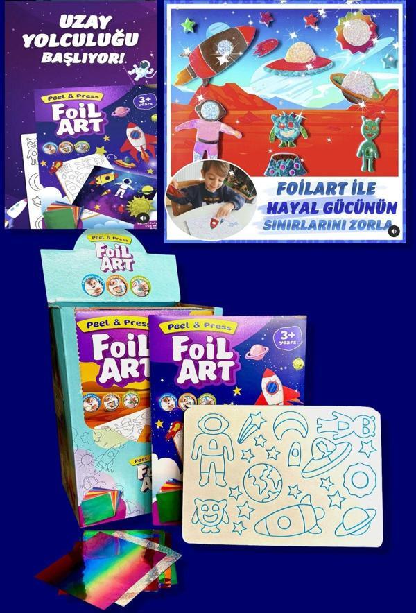 Toyfest Foılart Peel & Press Yapışkanlı Renkli Basklı Folyo Sanatı 1 Li Uzay Temalı Set - Image 1