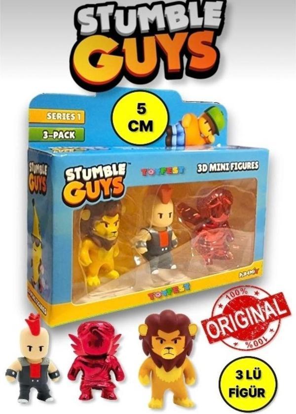 Toyfest Stumble Guys Seri 1 - 3D Mini 3 Lü Figür Seti - 3 Adet Leonidas Punk Dude Ruby Cupid - 5 Cm - Image 1