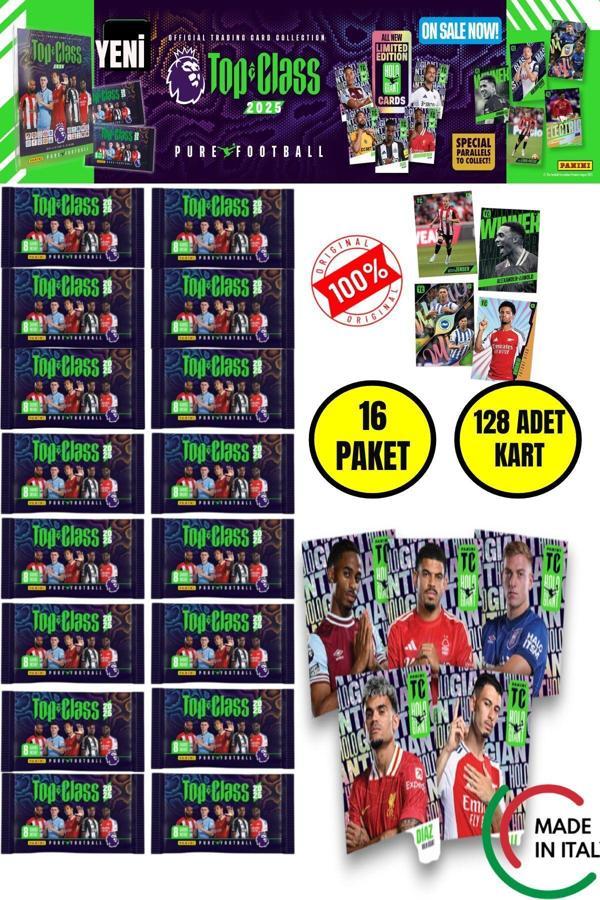 Toyfest Panini Top Class 2025 Premier League Koleksiyon Futbolcu Kartları  (16 Paket & 128 Adet Kart ) - Image 1