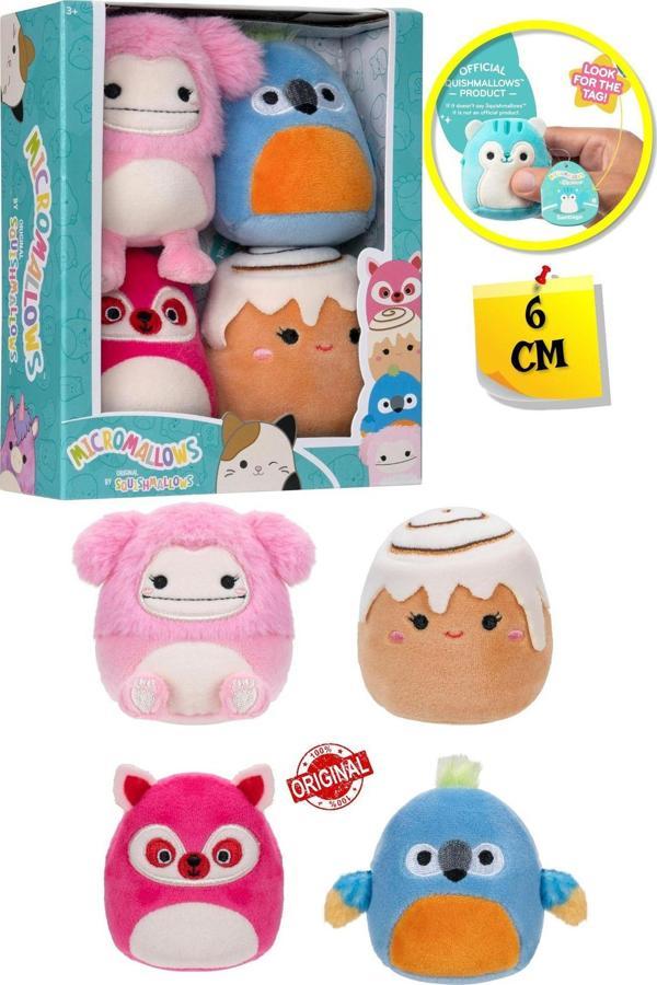 Toyfest Micromallows Squishmallows Mini Yumuşak Peluş Oyuncak 4 Lü Figür Seti - 6 Cm - Model - 2 - Image 1