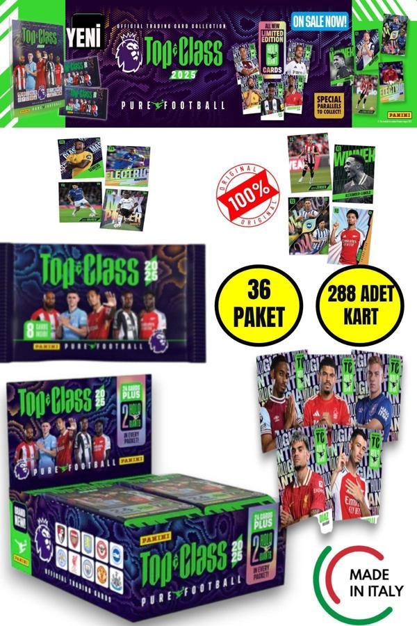 Toyfest Panini Top Class 2025 Premier League Koleksiyon Futbolcu Kartları  (36 Paket & 288 Adet Kart ) - Image 1