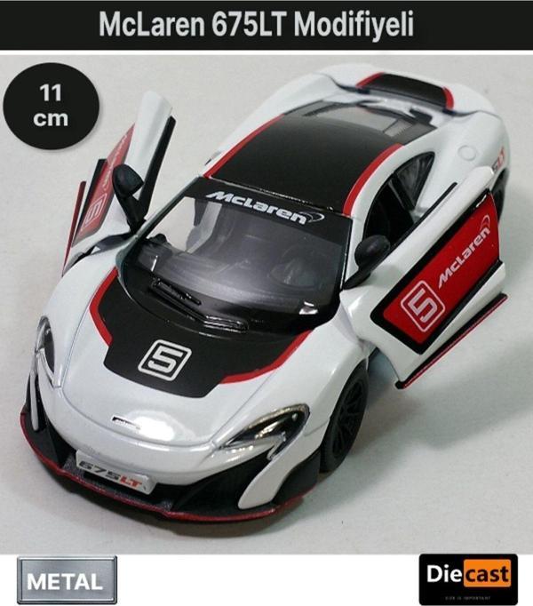 Toyfest Mclaren 675Lt Modifiyeli Çek Bırak Die - Cast Kapıları Açılabilen Metal Model Araba - Beyaz 11.5 Cm - Image 1