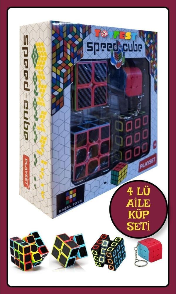 Toyfest 4 Lü Speed Zeka Küpü Akıl Küpü Rübik Küp Seti Fiber 2X2 - 3X3 - Kare 3X3 - 3X3 Anahtarlık - Image 1
