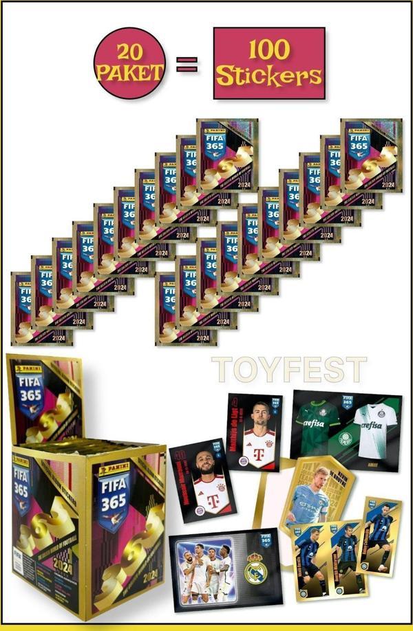 Toyfest Panini Fifa 365 2024 Futbolcu Stickers Kartları - 20 Paket ( 100 Stickers ) - Image 1