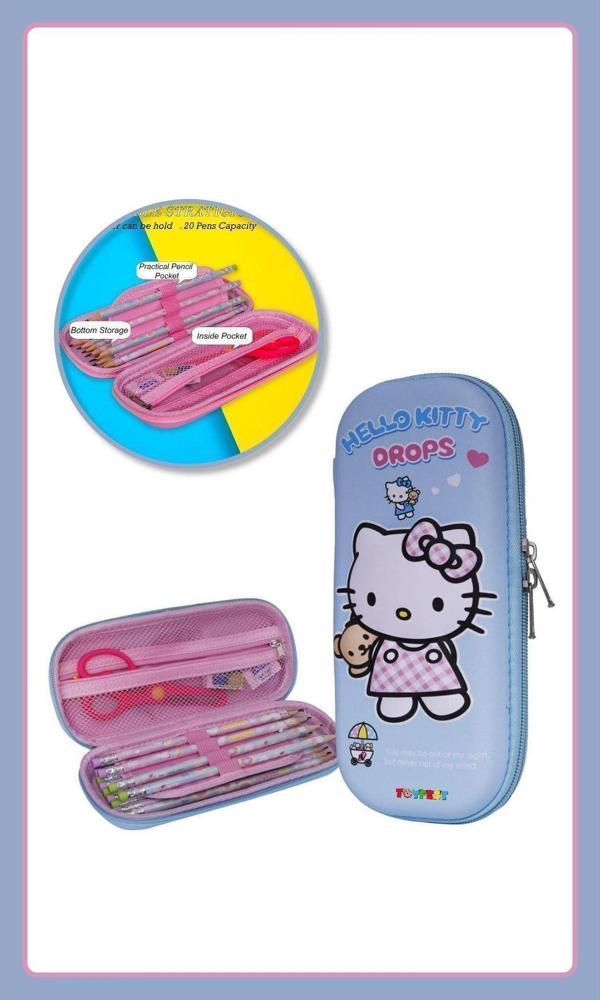 Toyfest 3D Kabartmalı Hello Kitty Figür Kapaklı Kalem Çantası - Kalem Kutusu - Pastel Mavi Model - Image 1