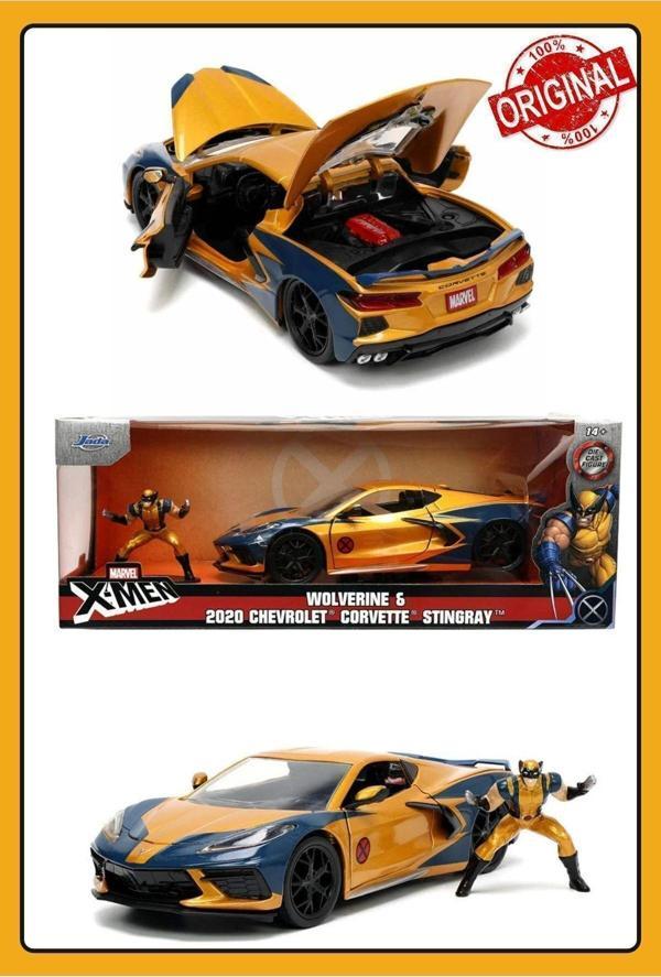 Toyfest Marvel X - Men Wolverine & 2020 Chevrolet Corvette Stingray Model Araba 1:24 - Image 1