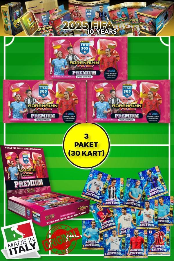 Toyfest 3 Paket Panini Fifa 365 - 2025 Official Special Edition Premium Card Futbolcu Kartları - (30 Kart) - Image 1