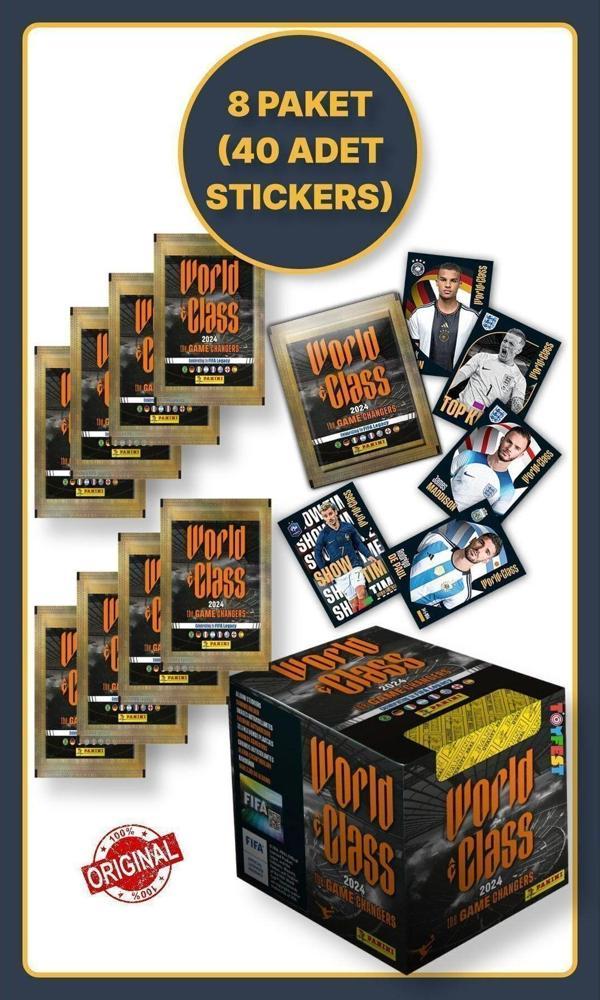 Toyfest Panini Fifa World Class Koleksiyon Futbolcu 2024 Sticker Çıkartmaları + 8 Paket (40 Adet Sticker) - Image 1