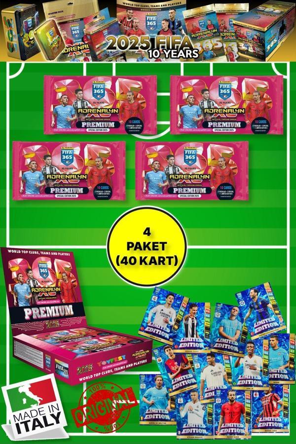 Toyfest 4 Paket Panini Fifa 365 - 2025 Official Special Edition Premium Card Futbolcu Kartları - (40 Kart) - Image 1
