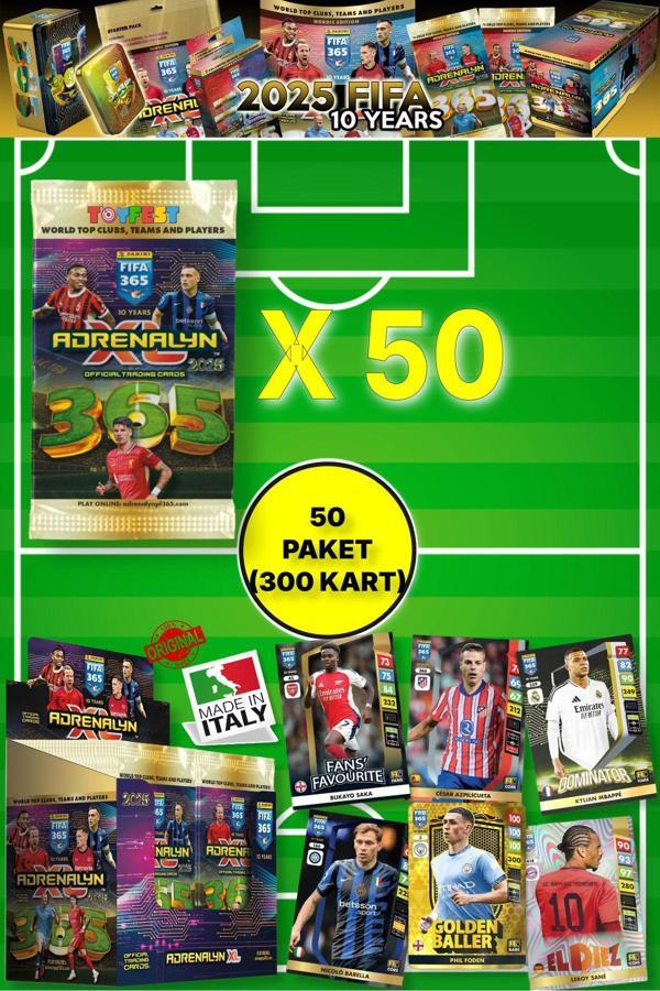 Toyfest Panini Adrenalyn Fifa 365 - 2025 Official Trading Card Futbolcu Kartları - 50 Paket (300 Kart) - Image 1
