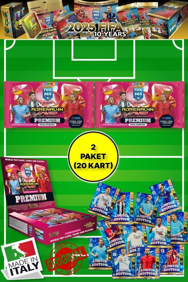 Toyfest 2 Paket Panini Fifa 365 - 2025 Official Special Edition Premium Card Futbolcu Kartları - (20 Kart) - Image 1