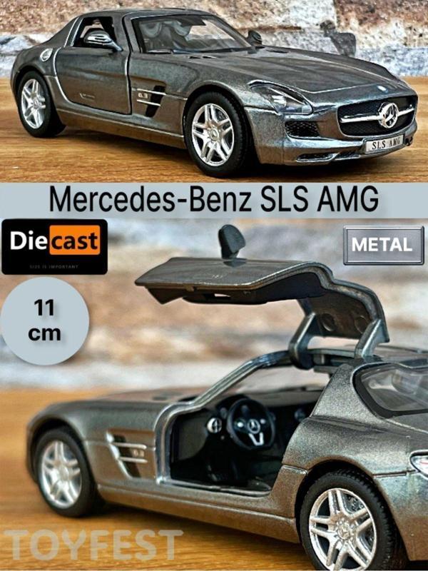 Toyfest Mercedes - Benz Sls Amg Çek Bırak Die - Cast Kapıları Açılabilen Metal Model Araba - Füme 11.5 Cm - Image 1