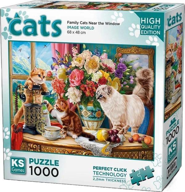 Toyfest Ks Games Family Cats Near The Window Puzzle 1000 Parça 20794 - Image 1
