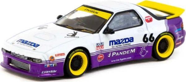 Toyfest Tarmac Works 1/64 Pandem Mazda Rx-7 Fc3S White / Purple - Koleksiyonluk Metal Model Araba - Image 1