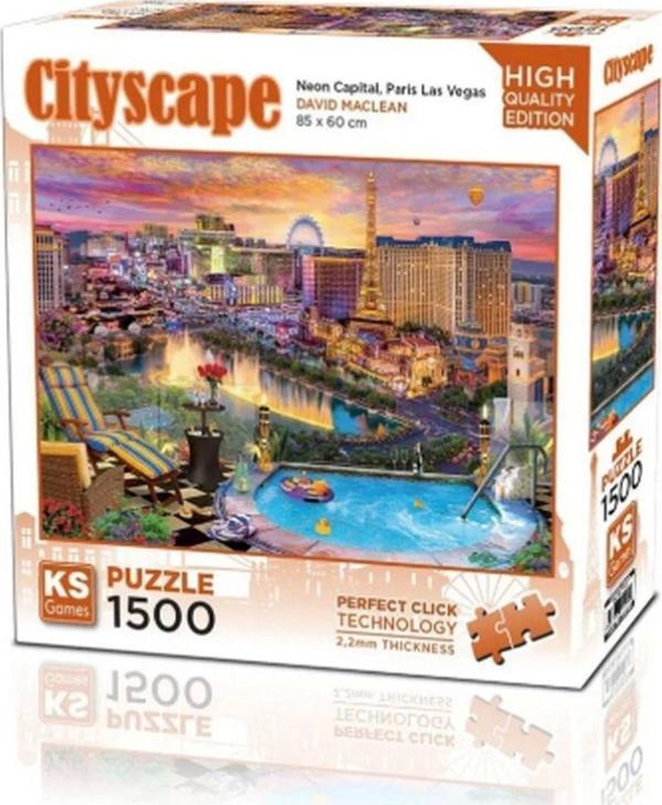 Toyfest Games Neon Capital Paris Las Vegas Puzzle 1500 Parça 22038 - Image 1