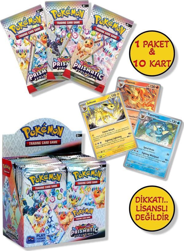Toyfest 1 Paket (10 Kart) Prismatic Evolution Lisanssız Pokemon Oyun Kartı Tcg Scarlet & Violet Booster Pack - Image 1
