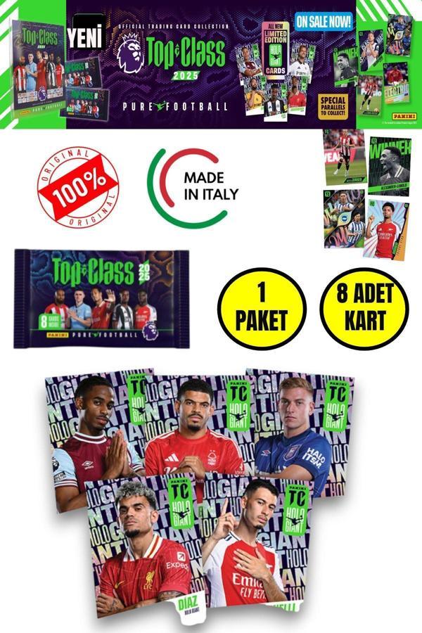 Toyfest Panini Top Class 2025 Premier League Koleksiyon Futbolcu Kartları  (1 Paket & 8 Adet Kart ) - Image 1