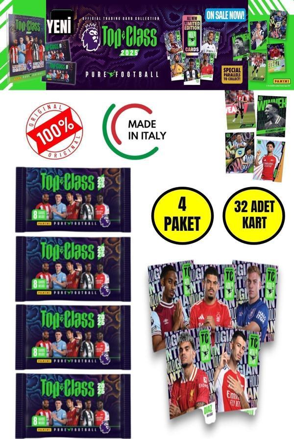 Toyfest Panini Top Class 2025 Premier League Koleksiyon Futbolcu Kartları  ( 4 Paket & 32 Adet Kart ) - Image 1