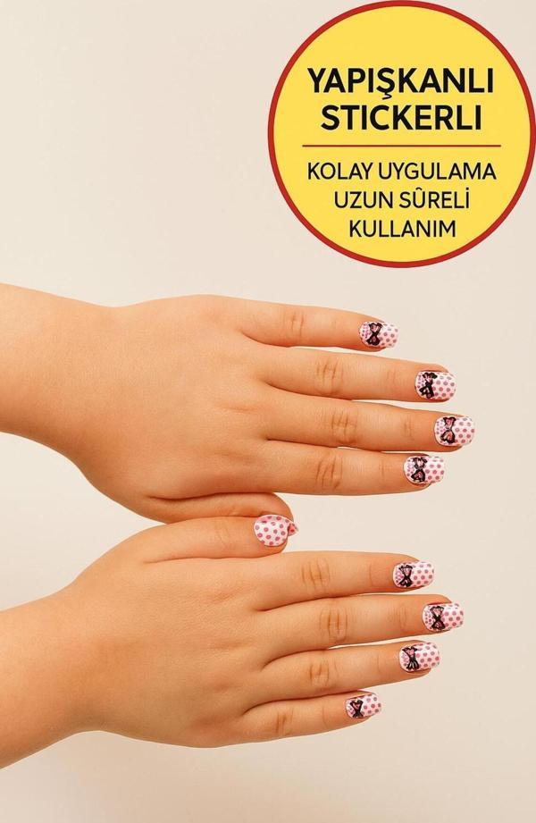 Toyfest 12 Li Yapışkan Stickerlı Renkli Baskılı Çocuk Takma Tırnak Oyuncak Seti - 5- 14 Yaş Arası - Model 47 - Image 1
