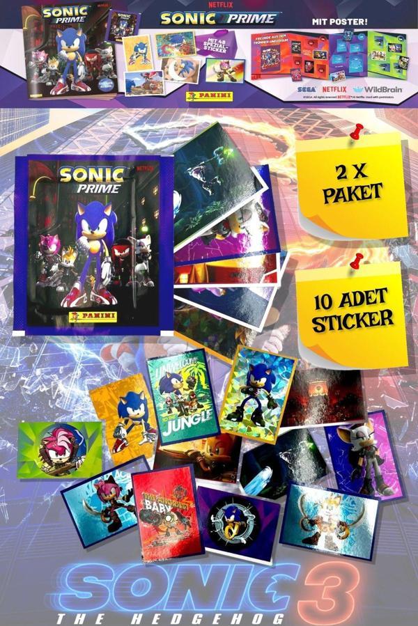 Toyfest Panini Sonic Prime The Hedgehog Movie - 3 Filmi Sticker Çıkartma - 2 Paket ( 10 Adet Sticker ) - Image 1