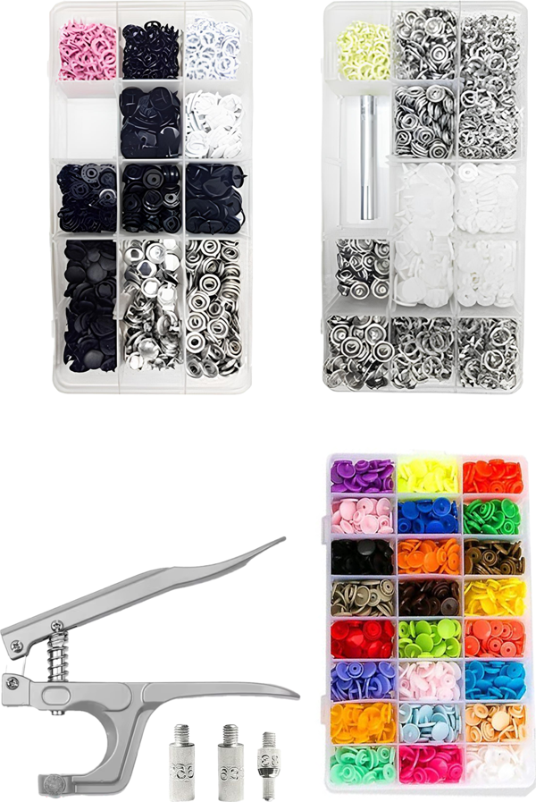 503 Adet Set Plastik Metal Kapaklı Çıt Çıt ve El Pensesi Çakım Seti 9.5mm-10.5mm-12.5mm - Image 1