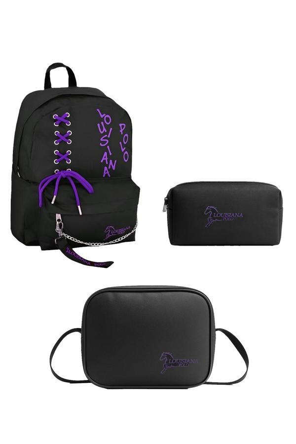 Louisiana Polo Okul Seti – Çanta + Termal Beslenme + Kalemlik Mor 1141 - Image 1
