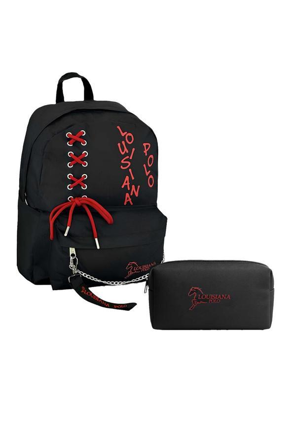 Louisiana Polo Okul Seti – Sırt Çantası + Kalemlik Kırmızı 1141 - Image 1