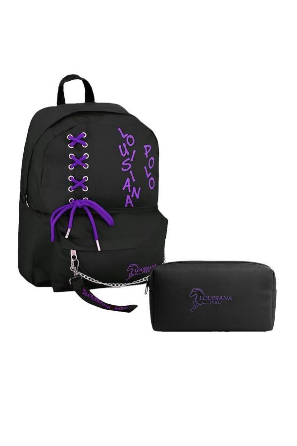Louisiana Polo Okul Seti – Sırt Çantası + Kalemlik Mor 1141 - Image 1