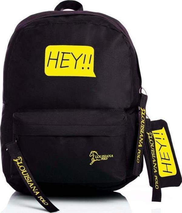 Laptop Bölmeli Okul Çantası Hey!!! Siyah Sarı 1525 - Image 1