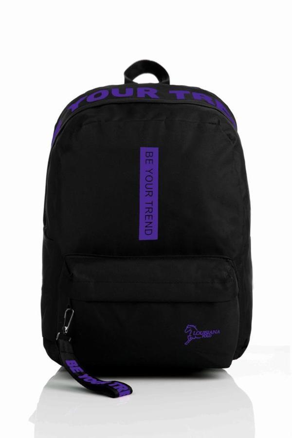 Laptop Bölmeli Okul Çantası Be Your Trend Siyah Mor 1140 - Image 1