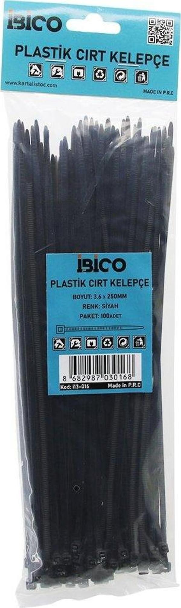 100PCS SİYAH   3.6X250MM  PLASTİK CIRT KELEPÇE (5060) - Image 1