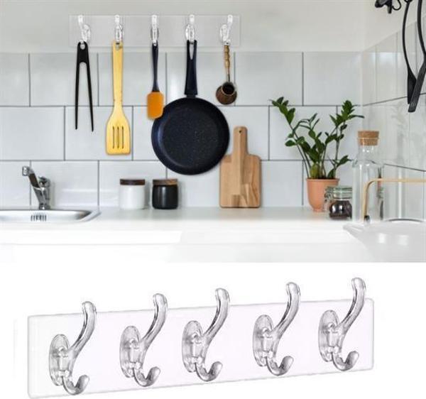 5'li Güçlü Yapışkanlı Şeffaf Duvar Askısı Banyo Mutfak Düzenleyici Pratik Askılık  GO50602967640 - Image 1