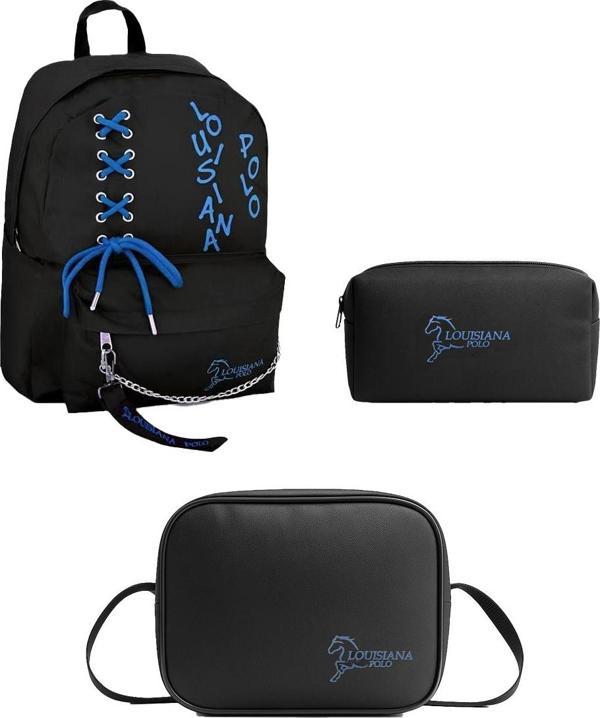 Louisiana Polo Okul Seti – Çanta + Termal Beslenme + Kalemlik Mavi 1141 - Image 1