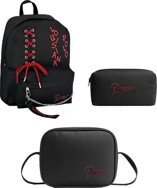 Louisiana Polo Okul Seti – Çanta + Termal Beslenme + Kalemlik Kırmızı 1141 - Image 1