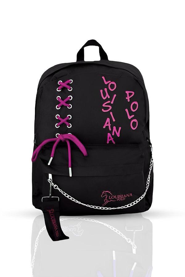 Laptop Bölmeli Okul Çantası Siyah Pembe 1141 - Image 1