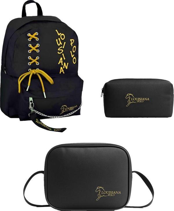 Louisiana Polo Okul Seti – Çanta + Termal Beslenme + Kalemlik Sarı 1141 - Image 1