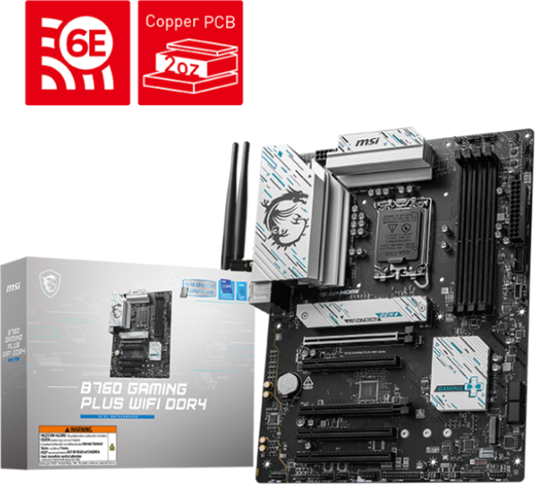 MSI B760 GAMING PLUS WIFI DDR4 Intel LGA1700 DDR4 5333+(OC)MHz ATX Anakart - Image 1