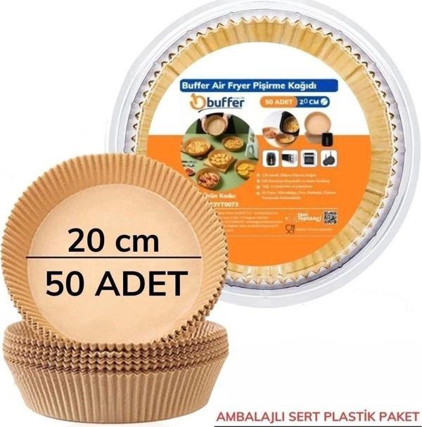 Epilons 50 Adet 20 Cm Air Fryer Pişirme Kağıdı Tek Kullanımlık Yağ Geçirmez Yuvarlak Tabak Model Pvc - Image 1