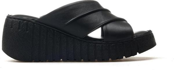 Kadın Hakiki Deri Topuklu Terlik 25y 24340252y Z Siyah - Image 1