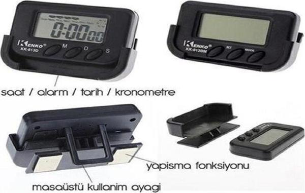 Tedaks Ev Ve Araç Tipi Dijital Saat Kronometreli Alarmlı Pilli Saat - Image 1