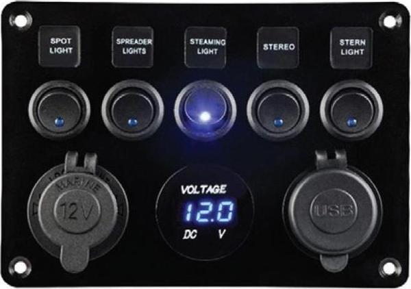 Bfy 5li Otomatik Sigorta ve Işıklı Switch Panel Şarj+Usb+Voltmetre - Image 1