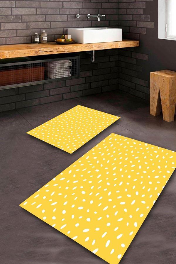  Sarı  Kaymaz Taban  Banyo Paspas Takımı  BPS-7308 - Image 1