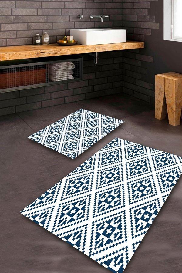  Multi  Kaymaz Taban Etnik Banyo Paspas Takımı  BPS-5567 - Image 1