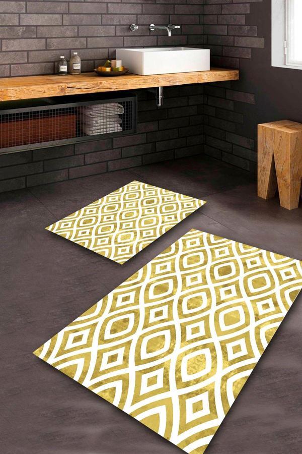  Vizon  Kaymaz Taban Tasarım Banyo Paspas Takımı  BPS-1751 - Image 1