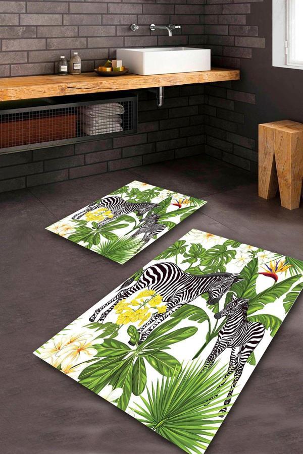  Multi  Kaymaz Taban Zebra Banyo Paspas Takımı  BPS-1678 - Image 1